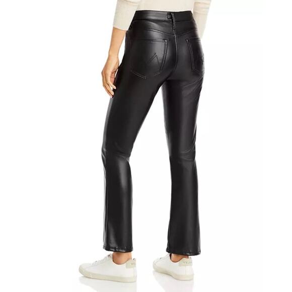 Mother The Insider Ankle Size 27 Wax On Wax Off Black Faux Leather Pants Jeans - Picture 3 of 16